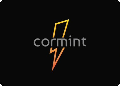 Cormint logo with lightning bolt