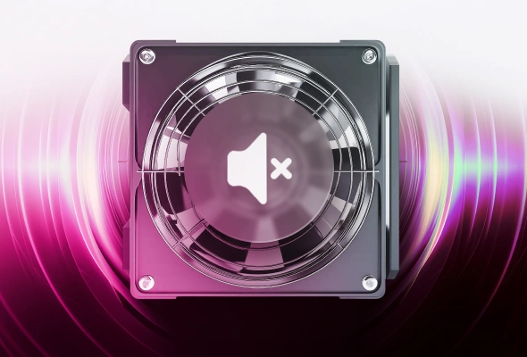 Muted fan icon for low noise